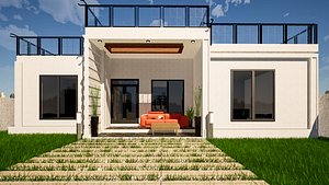 3D Modern 3 Bedroom Bungalow And Compound