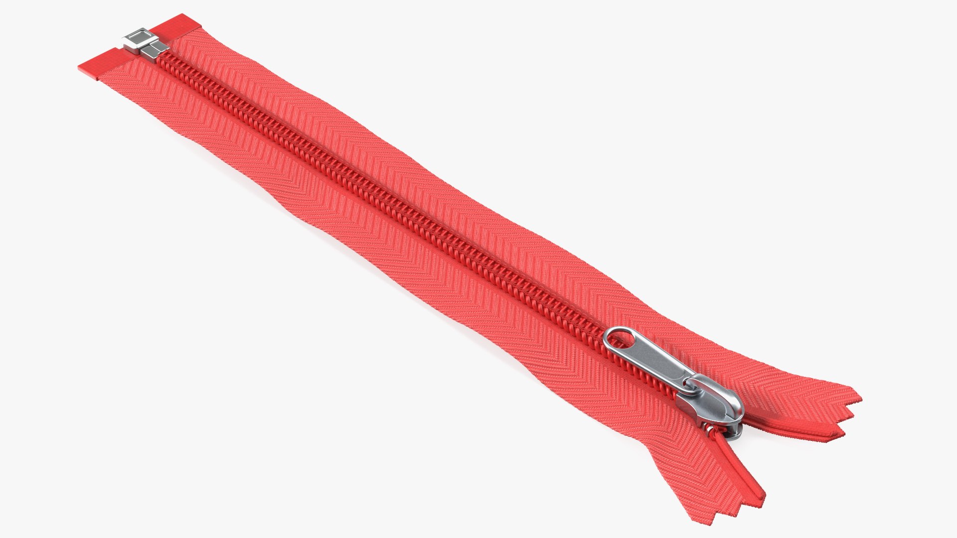 Open End Nylon Coil Zipper Red 3D model preview