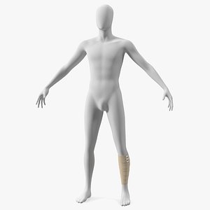 3D Elastic Bandage Beige with Clamps Wrapped Around Leg on Mannequin