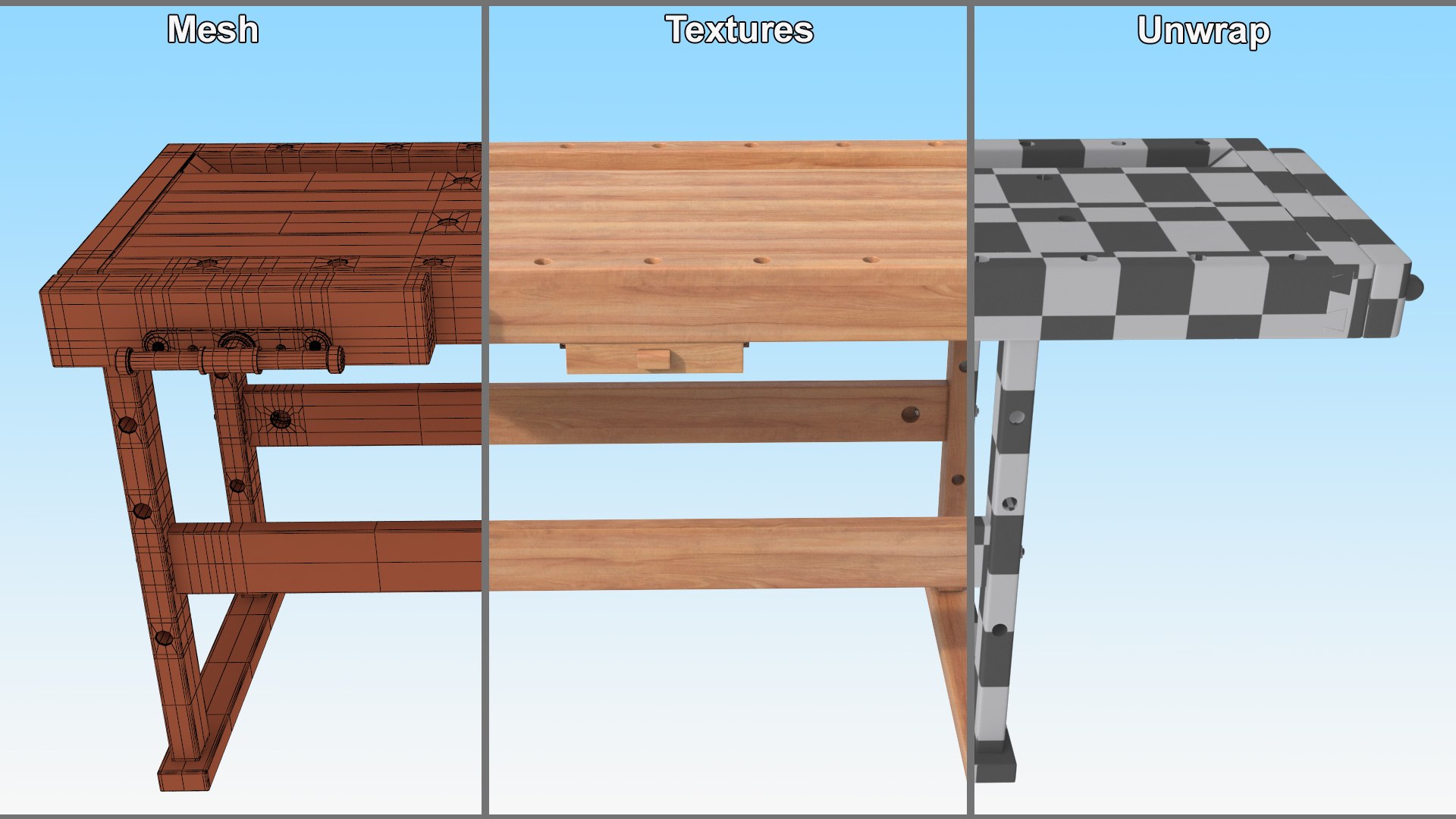 3D Model Wood Workbench - TurboSquid 2268615