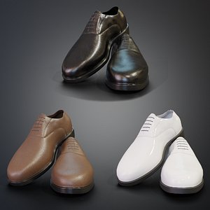3D Men Leather Shoes Collection - Realistic and Game-Ready