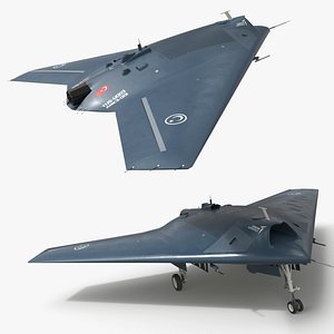 TAI Anka-3 Flying Wing UCAV Design Dark Blue Rigged 3D model