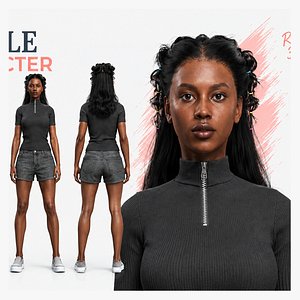 Beautiful Black Girl 3D Model 3D model