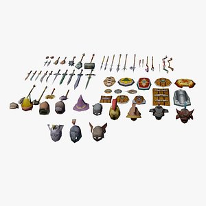 3D Low Poly Minimal - Adventurer's Gear - Set model