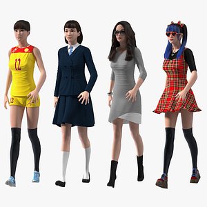 Rigged Chinese Woman Collection 2 for Maya 3D