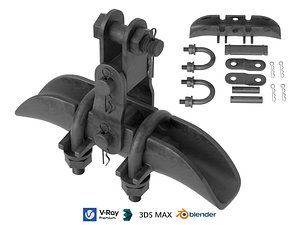 3D model Cable Clamp Fixture Hardware Assembly 3D Model