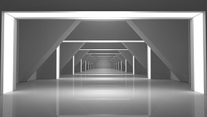 3D Empty White Corridor model