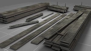 warehouse of boards and logs