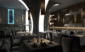 restaurant interior design 3D
