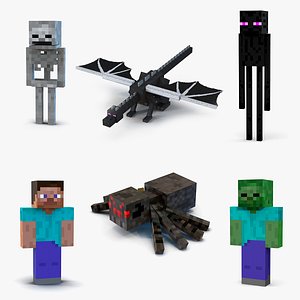 3D minecraft characters 3 model
