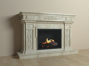3d model realistic fireplace