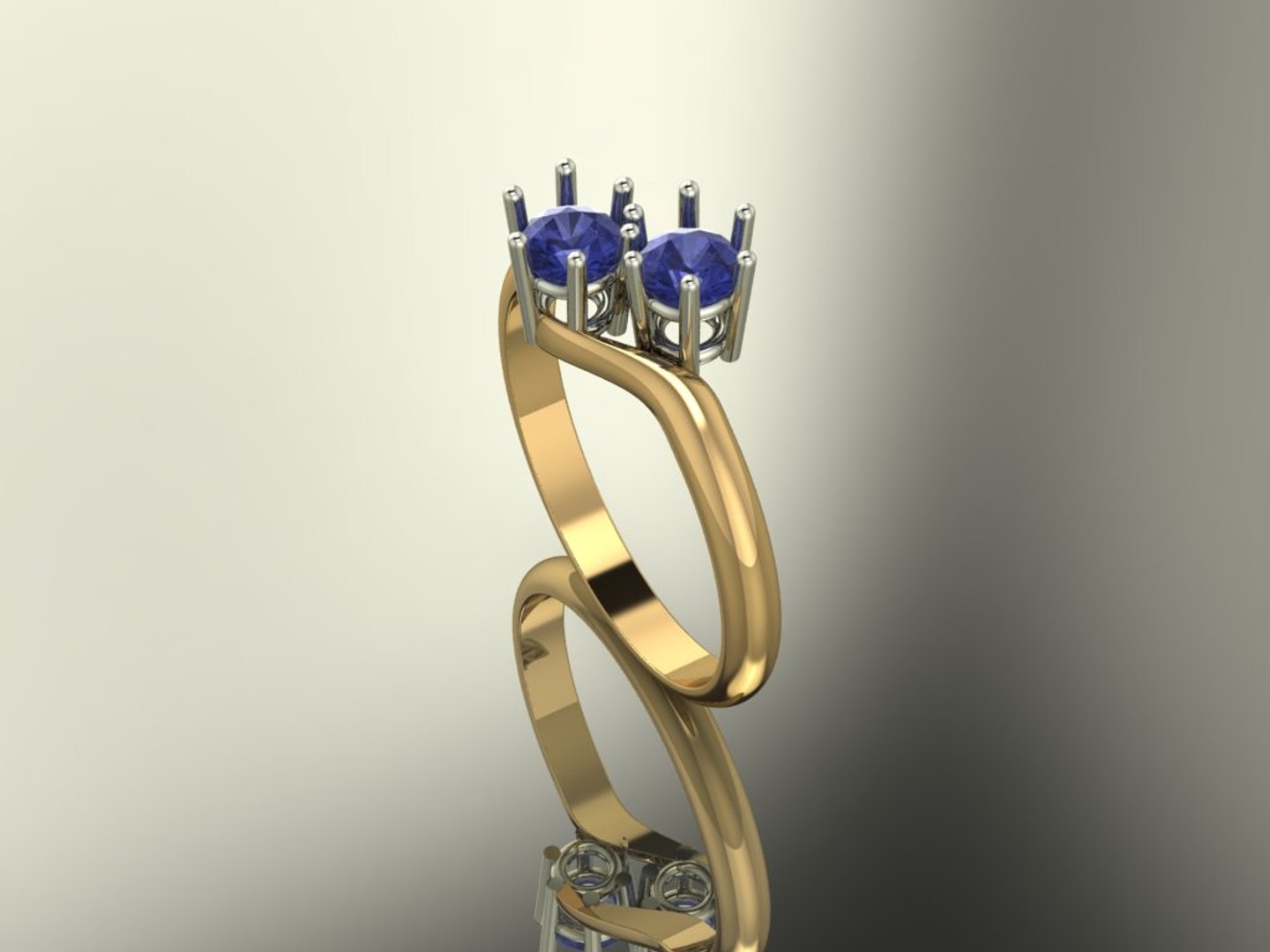 3d Model 2 Stones Ring