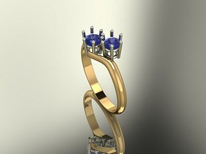 3d model 2 stones ring
