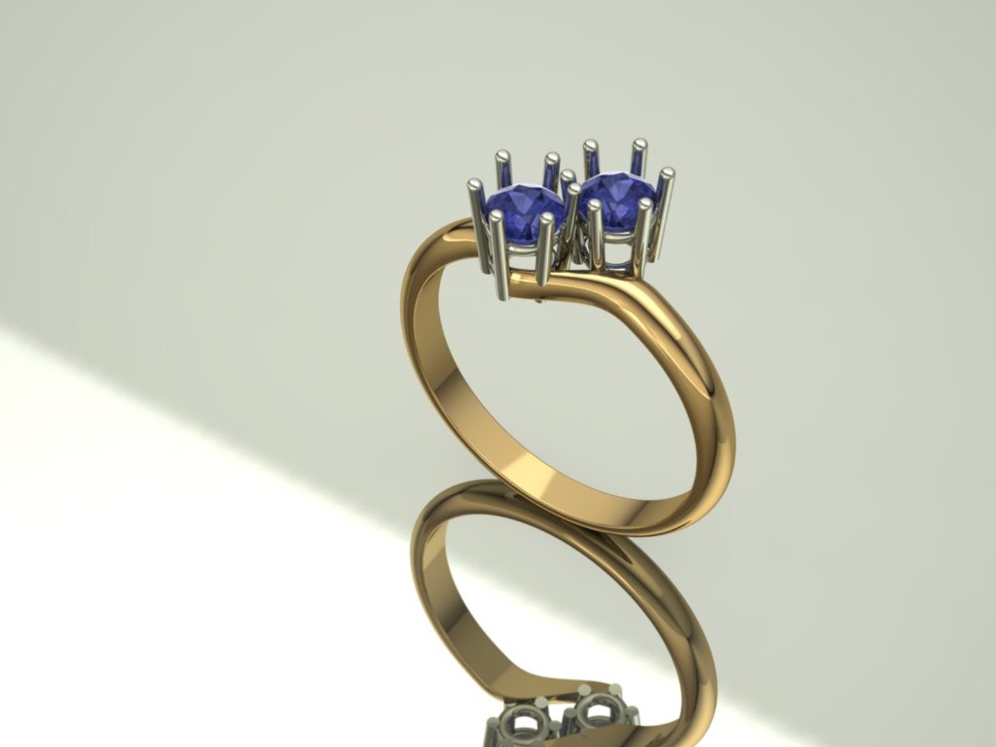 3d Model 2 Stones Ring