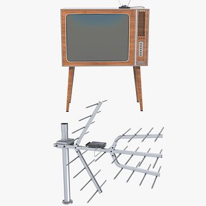 3D Retro Television  and Antenna