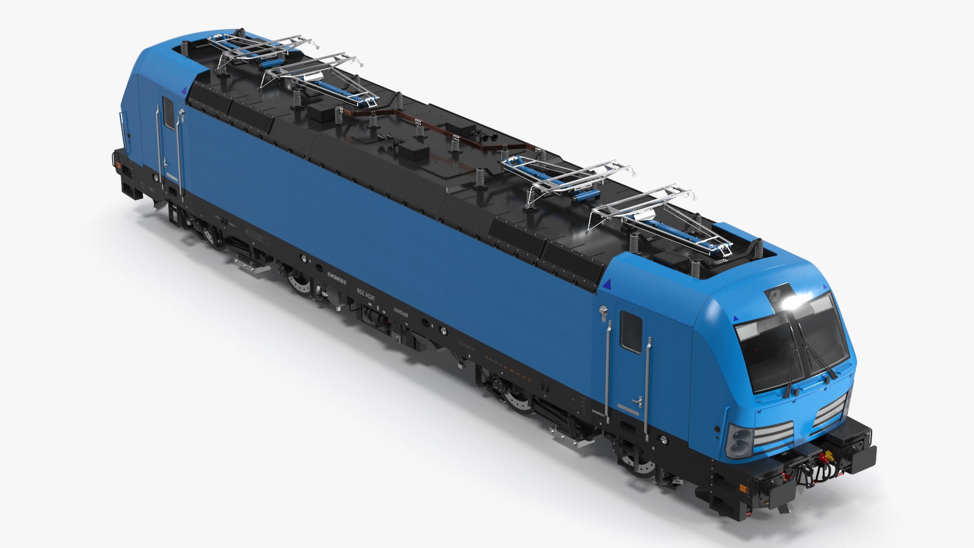 Blue Modern Locomotive Rigged for Cinema 4D 3D model preview