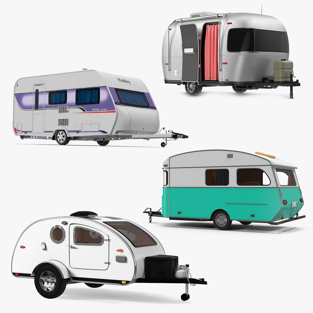 Rigged Caravans Collection 3 3D model preview