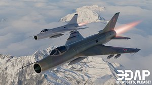 3D model Soviet Supersonic Fighter-Bomber Sukhoi Su-7 Fitter-A Bundle