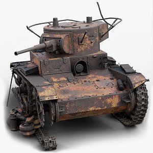 T-26 Destroyed Light Tank WW2 3D model