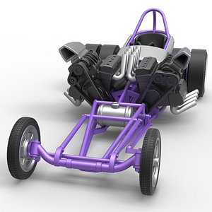 Diecast Front engine old school dragster with 2 V8 Scale 1 to 25 3D