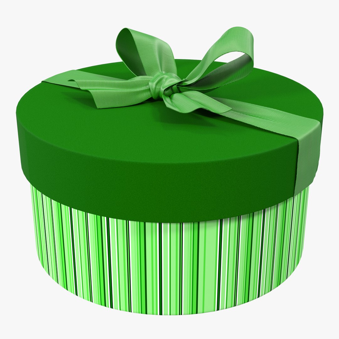 Giftbox 5 Round Green 3D Model 3D model preview