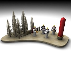 christmas candle candleholder 3d 3ds
