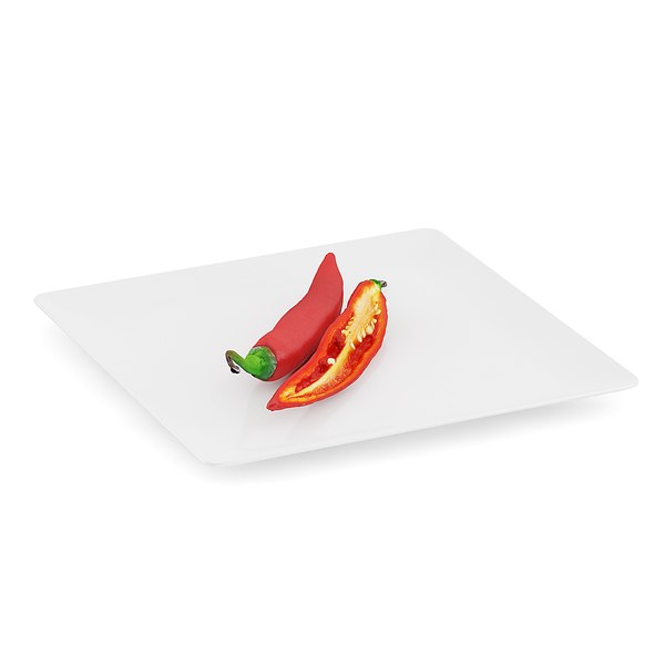 chilli pepper white plate 3d max