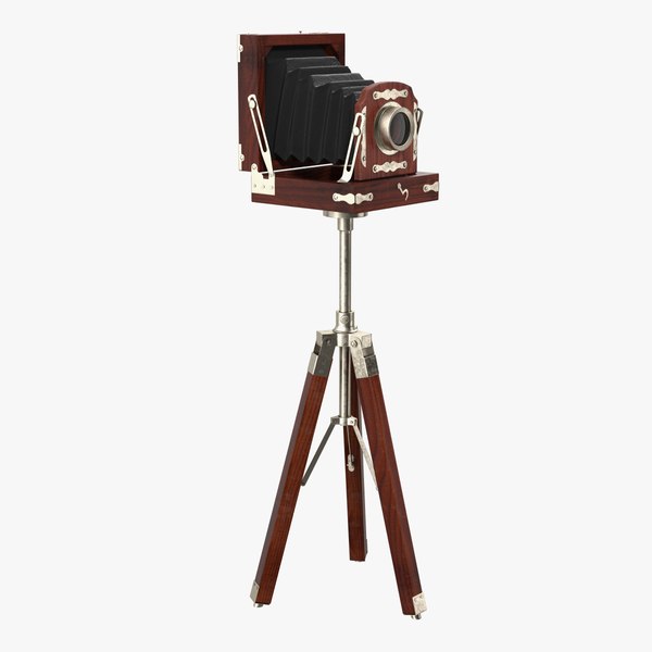 antique folding plate camera tripod 3D model