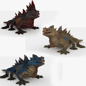 3 in 1 Basilisk Rigged and Animated 3D model