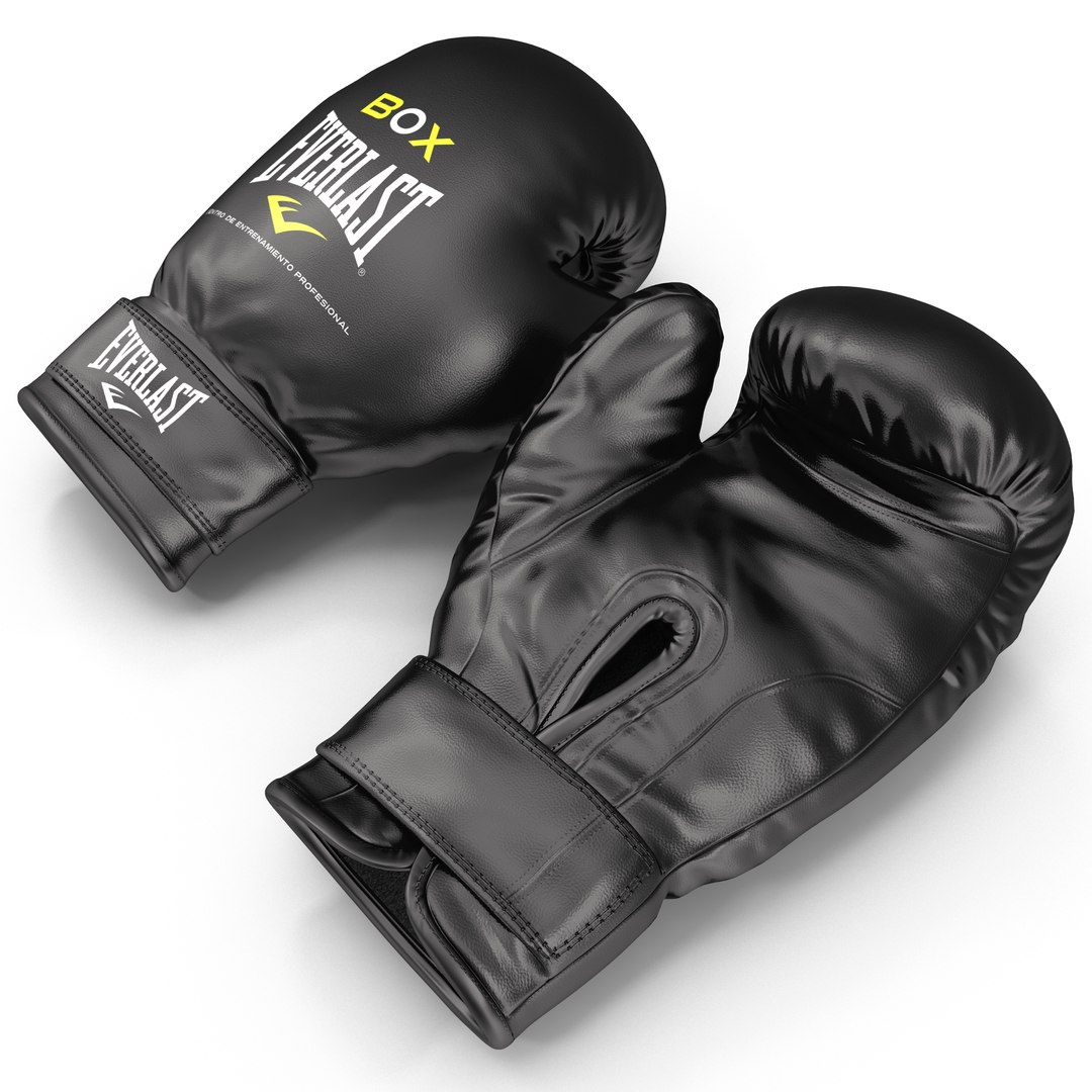 Boxing Gloves Everlast Black 3D model preview