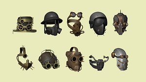 steampunk helmets masks - 3D