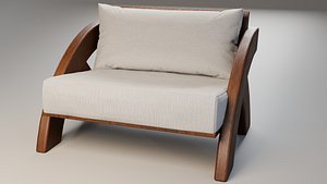 Modern Mid-Century Wooden Armchair - Scandi Style Lounge Chair 3D model