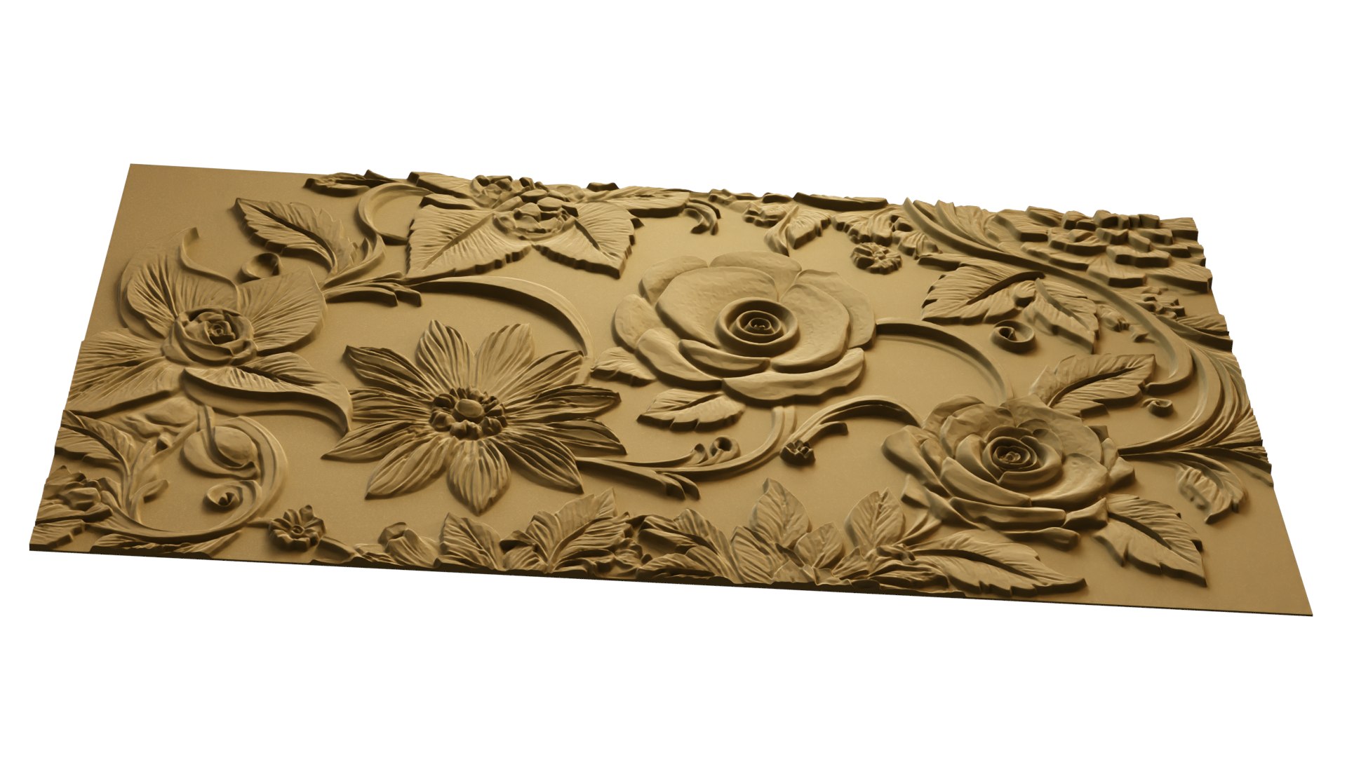 Modern Rose Panel Wall Decor Set Relief Stl Mural CNC 299 3D Model ...