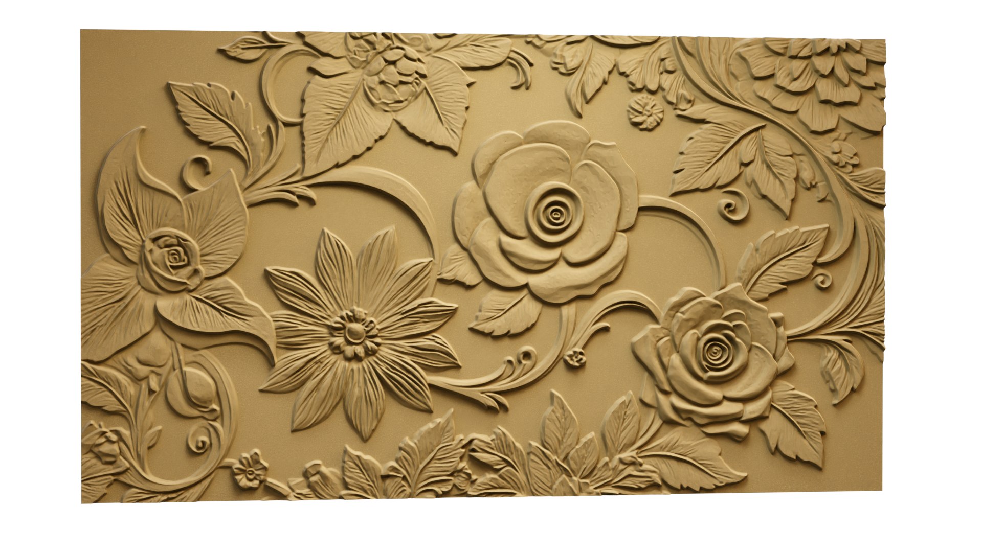 Modern Rose Panel Wall Decor Set Relief Stl Mural CNC 299 3D Model ...