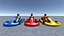 3 Low Poly Karts with Player 1