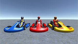 3 Low Poly Karts with Player 1