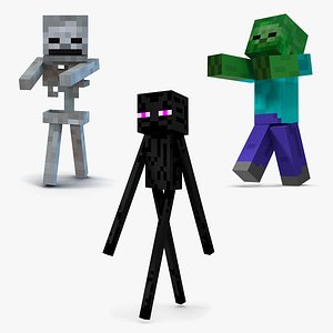 3D minecraft characters rigged model