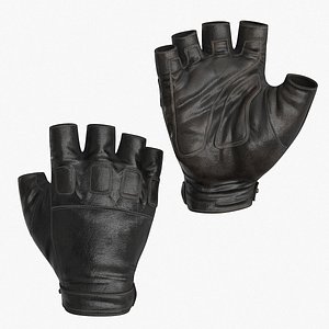 3D model Fingerless Leather Gloves 2 colors