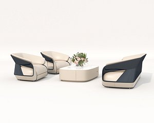 Modern Sofa and Armchair set 6 3D model