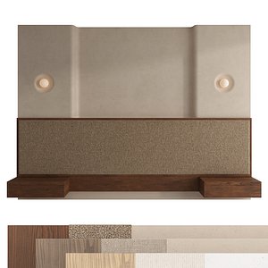 Wall-mounted headboard set 134 3D model