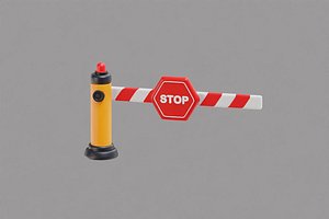 Traffic Barrier Cartoon 3D model