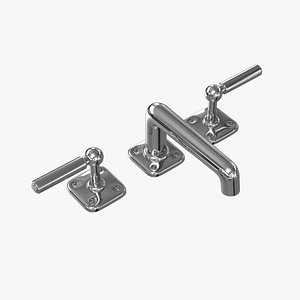 Ludlow Low Profile Three Hole Deck Mounted Lavatory Faucet with Metal Lever Handles by waterworks