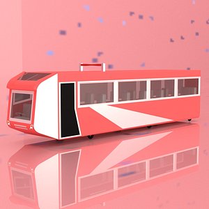 cartoon tram station train 3D
