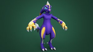 Mewtwo pokemon low-poly handpainting 3D