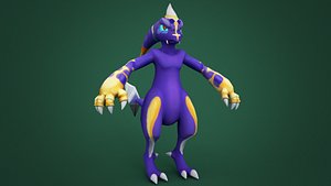 Mewtwo pokemon low-poly handpainting