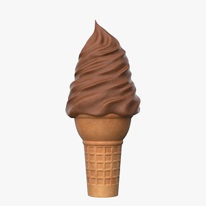 3D Ice Cream Cone Chocolate 2v PBR