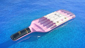 Swimline lnflatable rose wine bottle pool float pink 3D model