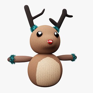 3D model knitted reindeer christmas decoration