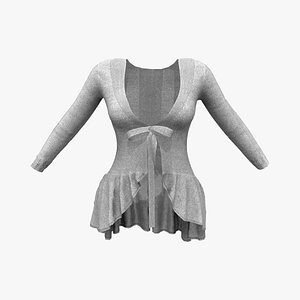 3D Ladies Flowing Bottom Long Cardigan Sweater model