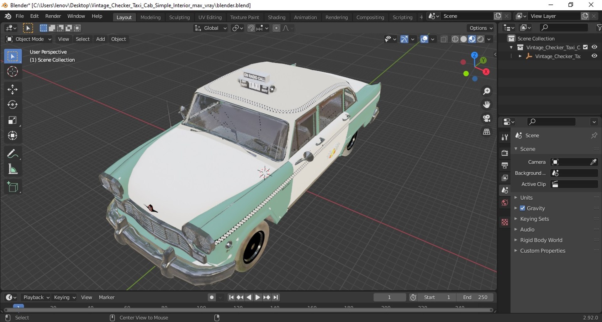 3D Vintage Checker Taxi Cab Simple Interior model https://p.turbosquid.com/ts-thumb/2j/IP7AqD/GL/vintagecheckertaxicabsimpleinteriormb3dmodel043/jpg/1719200644/1920x1080/fit_q87/b50e8236cc420cd288aacc177be145096b3dcd83/vintagecheckertaxicabsimpleinteriormb3dmodel043.jpg